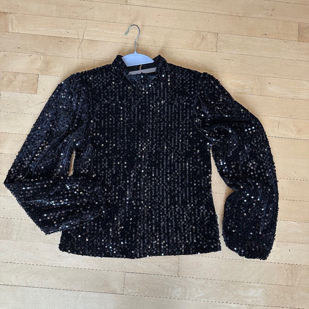 Sanctuary Black sequin 'All Nighter' top, XS CB2497 - Picture 3 of 4